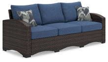 Load image into Gallery viewer, Windglow - Blue / Brown - Sofa With Cushion