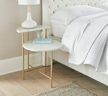 Load image into Gallery viewer, Patna - White Marble Top Side End Table - White