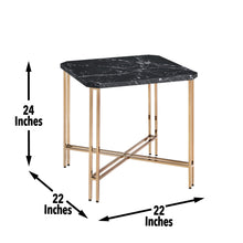 Load image into Gallery viewer, Daxton - Square End Table With Faux Marble Top - Black