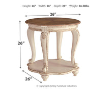 Load image into Gallery viewer, Realyn - White / Brown - Round End Table