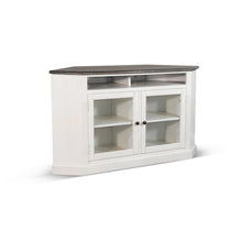 Load image into Gallery viewer, Carriage House - Corner TV Stand - White / Dark Brown