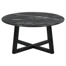 Load image into Gallery viewer, Skylark - Round Marble-Like Smart Top Coffee Table - Black