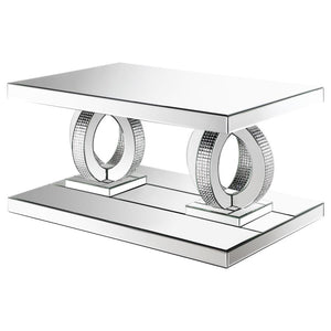 Breena - Rectangular Mirrored Acrylic Coffee Table - Silver