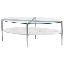 Load image into Gallery viewer, Cadee - Oval Glass Top Coffee Table - White And Chrome