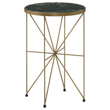 Load image into Gallery viewer, Eliska - Round Green Marble Top Accent Side Table - Antique Gold
