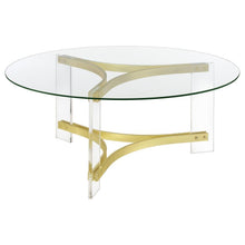 Load image into Gallery viewer, Janessa - Round Glass Top Acrylic Leg Coffee Table Matte - Brass