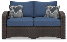 Load image into Gallery viewer, Windglow - Blue / Brown - Loveseat With Cushion