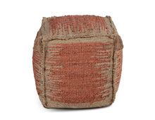 Load image into Gallery viewer, Jafar - Square Handwoven Jute Pouf - Red