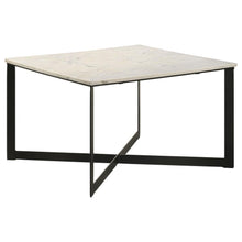 Load image into Gallery viewer, Tobin - Square Marble Top Coffee Table - White And Black