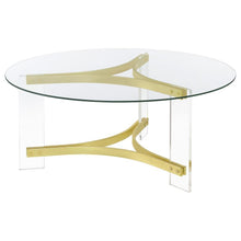 Load image into Gallery viewer, Janessa - Round Glass Top Acrylic Leg Coffee Table Matte - Brass