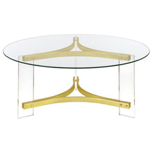 Load image into Gallery viewer, Janessa - Round Glass Top Acrylic Leg Coffee Table Matte - Brass