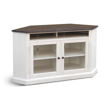 Load image into Gallery viewer, Carriage House - Corner TV Stand - White / Dark Brown
