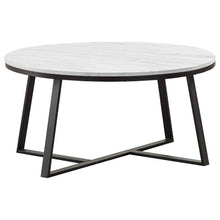 Load image into Gallery viewer, Hugo - Round Faux Marble Coffee Table - White And Matte Black