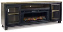 Load image into Gallery viewer, Foyland - Black / Brown - 83&quot; TV Stand With Electric Infrared Fireplace Insert
