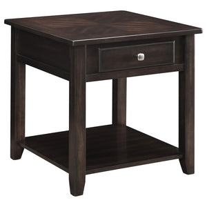 Bradford - 1-Drawer Square Wood End Table - Walnut