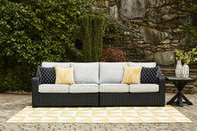 Load image into Gallery viewer, Beachcroft - Black / Light Gray - 2-Piece Outdoor Loveseat With Cushion