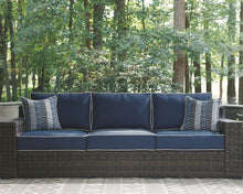 Load image into Gallery viewer, Grasson - Brown / Blue - Sofa With Cushion