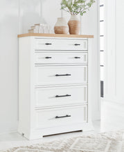 Load image into Gallery viewer, Ashbryn - White / Natural - Five Drawer Chest