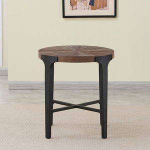 Chevron - Round End Table - Brown