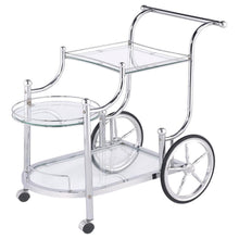 Load image into Gallery viewer, Sarandon - 3-Tier Glass Shelf Metal Bar Cart - Chrome