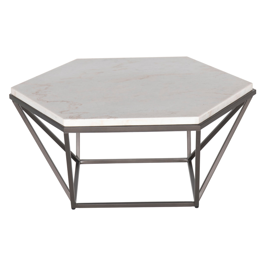 Corvus - White Marble Top Hexagon - White