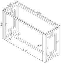 Load image into Gallery viewer, Merced - Glass Top Metal Entryway Sofa Console Table - Nickel