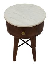 Load image into Gallery viewer, Bangalore - White Marble Top Round End Table - White