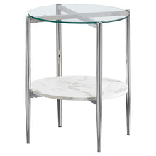 Load image into Gallery viewer, Cadee - Round Glass Top End Table - White And Chrome