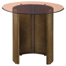 Load image into Gallery viewer, Morena - Round Tawny Glass Top Side End Table - Brushed Bronze