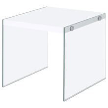 Load image into Gallery viewer, Opal - Square Glass Frame Side End Table - White High Gloss