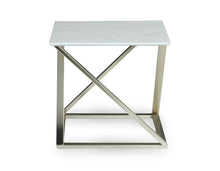 Load image into Gallery viewer, Zurich - End Table With Faux White Marble Top - White