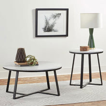 Load image into Gallery viewer, Hugo - Round Faux Marble End Table - White And Matte Black