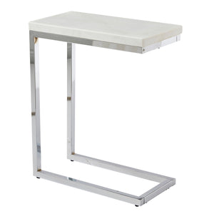 Echo - White Marble Top Chairside Table - White