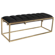 Load image into Gallery viewer, Lorena - Velvet Upholstered Bench - Dark Gray And Gold