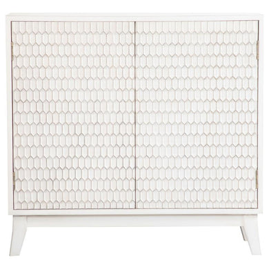 Gambon - 2 Door Wood Honeycomb Pattern Accent Cabinet - White