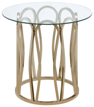 Load image into Gallery viewer, Monett - Round Glass Top Side End Table - Chocolate Chrome