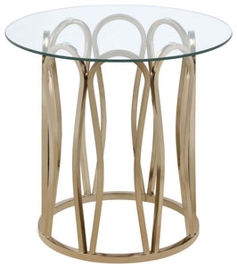 Monett - Round Glass Top Side End Table - Chocolate Chrome