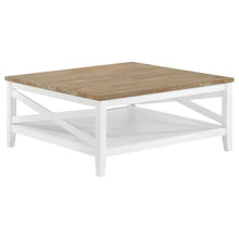 Load image into Gallery viewer, Hollis - Square Wood Coffee Table With Shelf - Brown And White