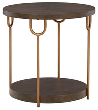 Load image into Gallery viewer, Brazburn - Dark Brown / Gold Finish - Round End Table