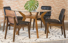 Load image into Gallery viewer, Paxton - 5 Piece Round Glass Top Dining Table Set - Nutmeg