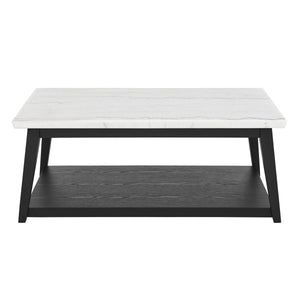 Vida - Marble Cocktail Table With Casters - Black / White