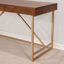 Load image into Gallery viewer, Halstein - Writing Desk - Light Walnut / Gold