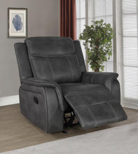 Load image into Gallery viewer, Lawrence - Upholstered Padded Arm Glider Recliner - Charcoal