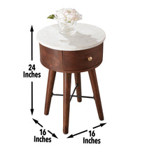 Load image into Gallery viewer, Bangalore - White Marble Top Round End Table - White