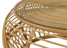 Load image into Gallery viewer, Dahlia - Round Glass Top Woven Rattan Coffee Table - Natural