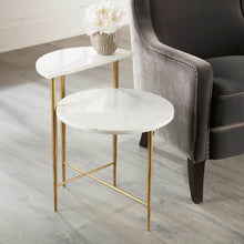 Load image into Gallery viewer, Patna - White Marble Top Side End Table - White