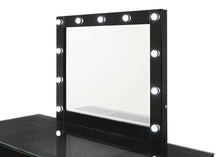 Load image into Gallery viewer, Avery - Vanity Desk With Glass Top, LED Mirror &amp; Stool - Black