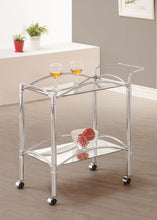 Load image into Gallery viewer, Shadix - 2-Tier Rectangular Glass Shelf Metal Bar Cart - Chrome