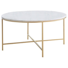 Load image into Gallery viewer, Ellison - Round Marble Top Coffee Table - White And Gold