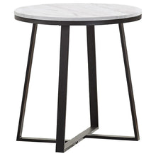 Load image into Gallery viewer, Hugo - Round Faux Marble End Table - White And Matte Black